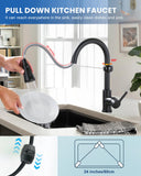 Touchless Kitchen Faucet Motion Sensor - Activated Smart Hands Free Kitchen Faucets with Pull Down Sprayer Single Handle Kitchen Sink Faucet,Matte Black