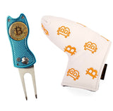 Bitcoin Putter Blade Cover White and Blue Divot Repair Tool