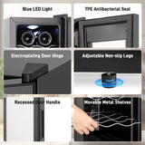 Tylza 8 Bottles Wine Fridge, Wine Cellar with Low-E Tempered Glass Door, LED Touchscreen, Lock, Frost Free, No Vibration, Wine Cooler Refrigerator, Black