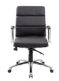BOSS Office Products B9476-BK Executive Mid Back CaressoftPlus Chair with Metal Chrome Finish, Black