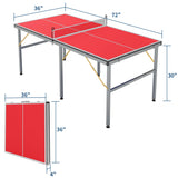 6x3FT Professional Outdoor Ping Pong Table, Portable Indoor/Outdoor Table Tennis Game Set with Net, Includes 2 Paddles & 3 Balls for Adults and Teens