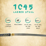 Hand Forged 1045 Damascus Dragon Wakizashi, Visible Hamon Full Tang Sword