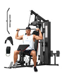 Garvee Home Gym Equipment Machine, Full Body Workout Machine with 150 LBS Weight Stack, Multifunctional All in One Exercise Station with Preacher Curl Pad, Leg Developer for Strength Training