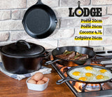 Lodge Cast Iron Set - Pre-Seasoned Kitchen Set - Skillets, Griddle & Dutch Oven Included - PFAS-Free Non-Toxic Cookware - 5-Piece Set