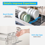 SUNLY Large Dish Drying Rack, Multipurpose 2 Tier Dish Racks for Kitchen Counter, 304 Stainless, Extra Large Drain Board, Gray