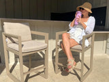 PURPLE LEAF Outdoor Counter Stool Set of 2 Modern Aluminum Stool, Khaki