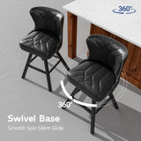 Ollega 26" Black Swivel Counter Height Bar Stools Set of 4, 18.9" Wide Seat