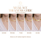ONTHOLOGIE, 11 mm Herringbone Chain Necklace for Women Men 18K Gold Over Italian 925K Stamped Solid Sterling Silver, Flat Snake Chain, 16 Inch