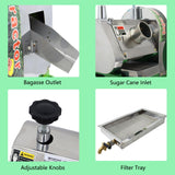 Banfluxion Manual Sugar Cane Juicer Machine Stainless Steel Sugar Cane Juicer Machine High-Efficiency Juice Press Extractor with 2 Peeling Knives and Filter