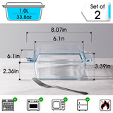 Set of 2 Glass Casserole Dish With Glass Lid, Square 6in x 6in Glass Baking Dish Oven Safe, Mini Casserole Dish with Lid