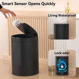 LJIACLEA Bathroom Trash Can with Lid 2.6 Gallon Stainless Steel TrashCans Automatic Bathroom Garbage Can for Bedroom, Kitchen, Office