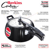 Hawkins Contura Black Pressure Cooker, 5 Litre, Black (CB50)