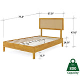 Bme Nipe 14 Inch Bohemian Bed Frame with Adjustable Woven Headboard - Rustic & Vintage Unique Style with Acacia Wood - No Box Spring Needed - Easy Assembly - Full, Natural