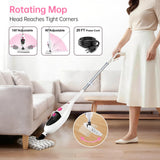 12-in-1 Steam Mop Cleaner, 15-Sec Fast Heat-Up, 1200W Floor Steamer with Double-Sided Pads, Removes 99.99% Stubborn Stains for Hardwood Floors, Marble, Clothes, Windows, Tiles, White