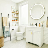 LDarqeer 30 Inch Bathroom Vanity with Ceramic Sink, Easy Tool-Free Installation Modern Farmhouse Sink Cabinet for Bathroom Remodel (White)