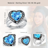 Oseew 2027 Class Graduation Ring Women High School College (White Gold)