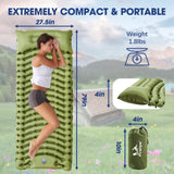 Pretyw Sleeping Pad for Camping - Ultralight Camping Mattress with Pillow, Built-in Foot Pump, Compact Inflatable Portable Mat for Backpacking, Hiking, Car Traveling, Beach, Tent