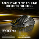ATTACK SHARK R11 Ultra 8K Carbon Fiber Wireless Gaming Mouse,PAW3950MAX 42K DPI Sensor,49g Superlight Ergonomic Computer Mice with Tri-Mode,70M Switch Cloud Driver for Win/Mac/PC Gamer,Weave Black