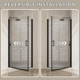 Royal Guard 24"-25.4" W x 72" H Frameless Pivot Shower Door,Swing Shower Glass Doors with 1/4"(6mm) Clear SGCC Tempered Glass,Reversible Installtion,Matte Black