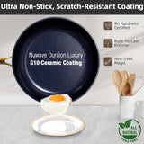 Nuwave Lux LE 13Pc Ceramic Cookware Set with Elegant Gold Handle, PFAS Free