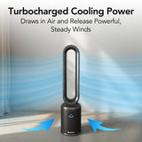Comfort Zone 40-Inch Bladeless Tower Fan for Bedroom – Quiet Standing Fan with Remote Control, 9H Timer & Wide Area Oscillation – Turbocharged Airflow & Digital LED Display – Black