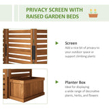 Outsunny Freestanding Outdoor Privacy Screen, 4 Self-Draining Planters/Raised Garden Beds