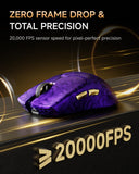EWEADN Z7 Carbon Fiber Shell Wireless Gaming Mouse with 42000 DPI, PAW3950 Sensor, Kailh Optical Switch, Ergonomic 52g Lightweight, 8k Polling Dual-Mode (Wired/2.4GHz), Up to 300 Hr Battery, Purple