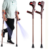 YOKABOZE Forearm Crutches for Adults Foldable Knee Patients Mobility aids for Childre and Seniors for with Leg Injury Adjustable Travel Lightweight Walking Stick (Brown Pro)