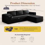 Furnify 106" Modular Sectional Couch Left/Right Facing Convertible, L-Shape Modern Teddy Sofa, Deep Seat Upholstered Foam Couch for Living Room Bedroom, No Assembly Required (Black, Teddy Boucle)