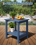 GarveeLife Poly Lumber Rocking Chair Outdoor Set of 4 with 2 Side Table - HDPE High Back Porch Rocker Chairs for Adults - All Weather Resistant Furniture for Patio - Navy Blue