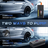 180psi Tire Inflator Portable Air Compressor,26000mah Air Pump For Car Tires,5x Fast Bicycle Pump With Digital Lcd Pressure Gauge/Led Light/Power Bank, Bike, Motorcycle（Black)