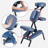 Professional Portable and Lightweight Tattoo/Massage Chair by Master Massage - Folding Aluminum Frame with Adjustable Features and Wheeled Carrying Case, Blue