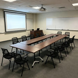 IEDZBEQ Office Conference Table on Wheels – Flip Top Modular Meeting Table for 2-30 Person,Mobile SeminarsTraining Tables for Office Conference Room,Seminar,Home (4, Walnut, 47IN)