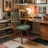 Mid Century Modern Office Chair, Designer Desk Chair with Walnut Finish