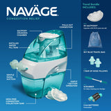 Saline Nasal Rinse Kit with 1 Navage Nose Cleaner, 20 Salt Pods and Sky Blue Navage