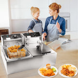 Commercial Deep Fryer with Basket, 3400W 12.7QT/12L, Detachable Large Capacity Stainless Steel Countertop Electric Oil Fryer with Temperature Control for Restaurant or Home Use