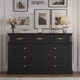 Mekminop Extra Large 9 Drawers Dresser for Bedroom, Wood Chest of Drawers with Gold Knobs, Tall Storage Dressers Organizer for Living Room, Hallway (63" W x 15.75" D x 39.4" H) (Black)