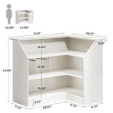 Tribesigns Bar Cabinet, L-Shaped Home Bar Table with Stemware Racks, 4-Tier Corner Bar Unit Liquor Wine Bar Table Reception Desk for Home Pub, White