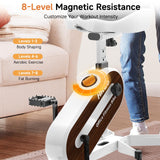 HitGo Ergonomic Office Chair with Exercise Bike, 330LBS Under-Desk Bike with 9-Level Height-Adjustable Seat, 8-Level Resistance, Rolling Wheels, Quiet Fitness for Home Office (White)