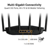 ASUS Tuf Gaming Be6500 (Tuf-Be6500) Wireless Router, W129022440 ((Tuf-Be6500) Wireless Router 2.5 Gigabit Ethernet Dual-Band (2.4 Ghz / 5 Ghz) Black)