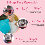 XYJBHB Electric Cotton Candy Maker Machine, 1000W Cotton Candy Machine with Temperature Control Knob, Large 15-Inch Sugar Bowl, Easy to Clean, for Home Parties and Events