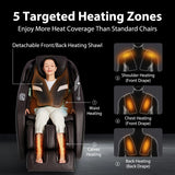 iBooMas Massage Chair Full Body, 6 Massage Intensities Zero Gravity SL-Track Shiatsu Massage Chair with 18 Modes, 42 Airbags, 5 Heating Area, Body Scan, Extendable Footrest, Foot Roller(Brown+Black)