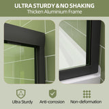 GETPRO Shower Door Double Sliding 57-60 in. W x 72 in. H Semi-Frameless Bypasss Bathroom Glass Shower Sliding Doors,1/4 inch Clear Tempered Glass Door for Walk-in Shower Matte Black