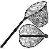 SEASPRO Black Telescoping Fishing Net Aluminum Alloy Rubber Fish Net - Adjustable Length Lightweight Foldable Fishing Gear and Large Fishing Net with Handle Collapsible Extendable Fishing Accessories
