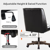 Upholstered Armless Office Chair Faux Leather Swivel Home Desk Office Chair
