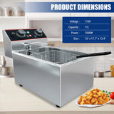 Commercial Deep Fryer, 11.5 QT/11 L Electric Deep Fryer with Single Basket and Lid, Stainless Steel Deep Fryer with Temperature Control