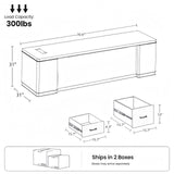 kmnub 70.9 in Modern LED Solid Wood Executive Desk with Storage