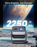 JMGO N1S Pro Triple Laser 4K Projector with WiFi and Bluetooth, 2250 ISO Lumens, 1600:1 Contrast, Netflix, GTV, 360°