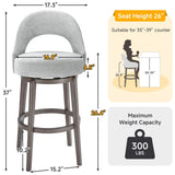 Mapleyard 26 Inch Swivel Upholstered Velvet Bar Stools Set of 8, Sage Grey