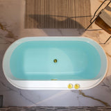 WOODBRIDGE 72" Acrylic Freestanding Bathtub Contemporary Soaking White Tub with Brushed Gold Overflow and Drain,B0059-BG